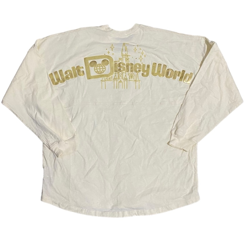Walt Disney World Spirit Jersey Gold Pixie Dust Glitter Sparkle Castle Shirt XL